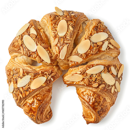 Golden Almond Croissants Arranged in a Circle