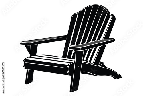 Graphic Depiction of a Black Adirondack Chair for Outdoor Seating or Decoration