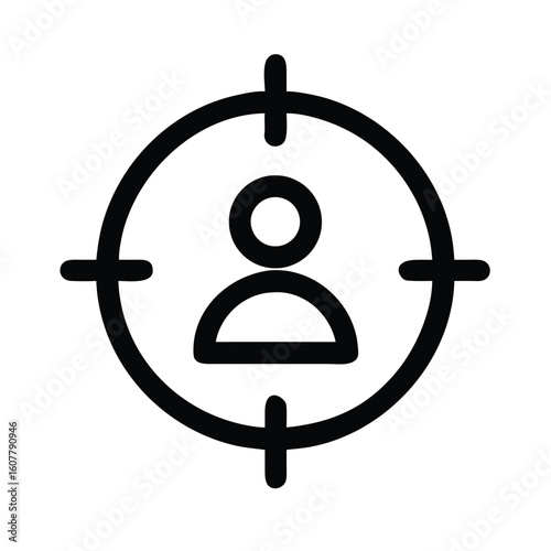 Target Audience Icon Vector - User Focus Line Art Illustration
