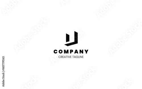 Free Download 3D monochrome logo design template with letter U in isometric bottom left view - GFXLoad