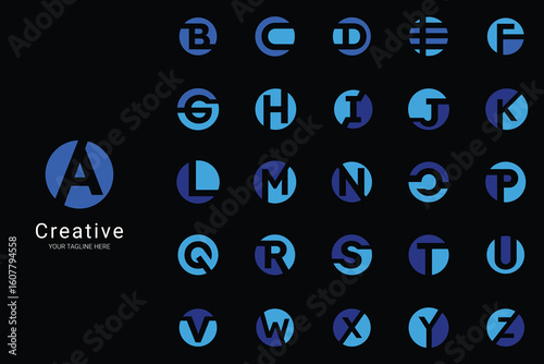Set of minimalist and simple logo with Letter A-Z in circle for your brand
