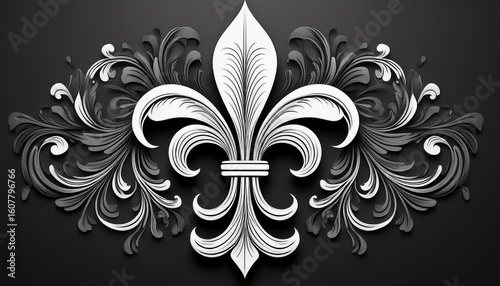 elegant black and white fleur de lis pattern a symmetrical floral design