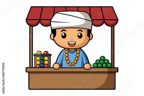 Young muslim girl in hijab preparing food or ingredients in a bowl with a spoon