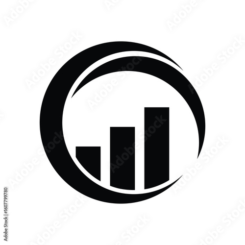 Circular Bar Chart Logo Icon Business Growth Analytics Vector