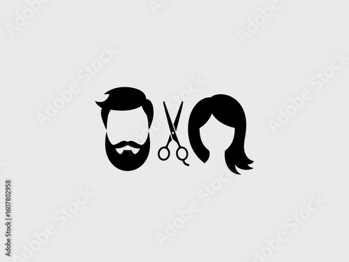 Man Woman Hair Salon Scissors vector. hair salon logo