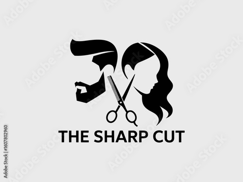 Man Woman Hair Salon Scissors Logo vector