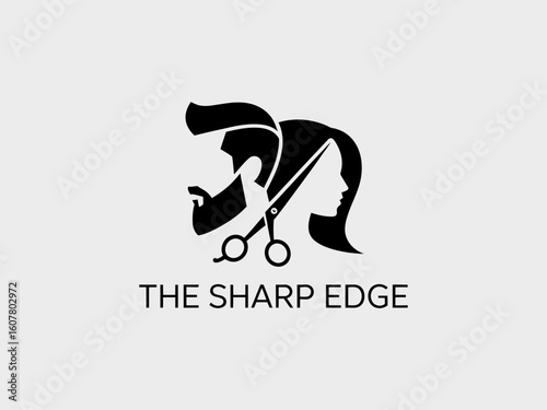Barber And Stylist Logo scissors hair