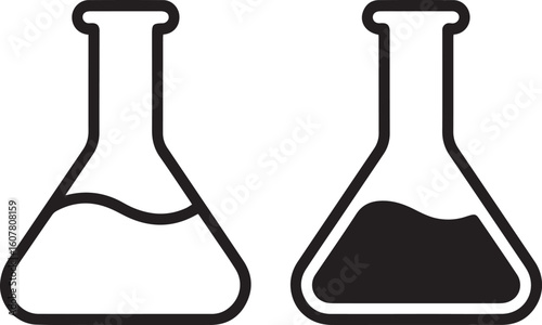 science laboratory glassware vector with beakers & flasks showing liquid & solid substances for ai, eps, jpeg, png