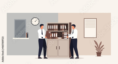 Organizing Paperwork Together Two Corporate Professionals Archive Business Folders
