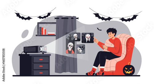 Spooky Movie Night Home Theater Projector Halloween Decoration And Fun