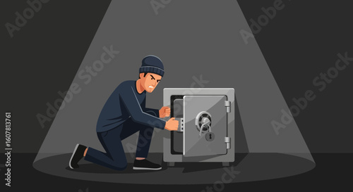 Stealing Safe Contents In Dark Heist Depicts Crime And Intrusion