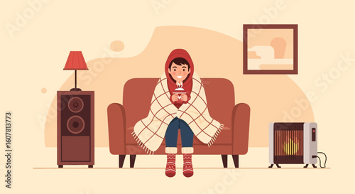 Staying Cozy At Home With Warm Beverage During Winter Cold Season