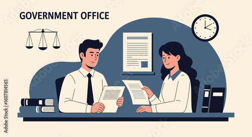 Teamwork And Legal Expertise Man And Woman Collaborating At The Office