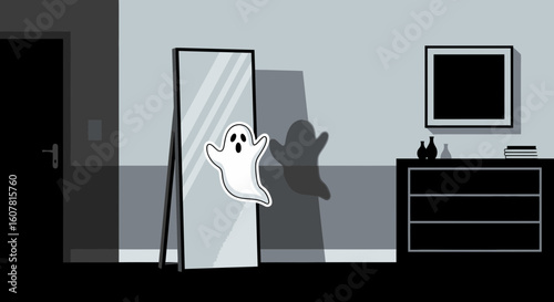 Unexpected Ghostly Reflection Appearing In The Bedroom Mirror At Night