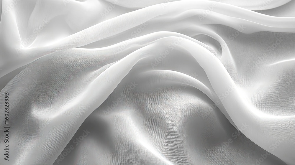 Obraz premium Luminous Waves of Translucent White Fabric in Soft Light