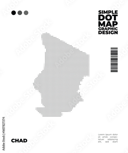 Minimalist and simple dot map of Chad, use for infographic or education