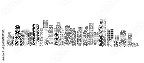 black and white silhouette of the city or just the city windows without background