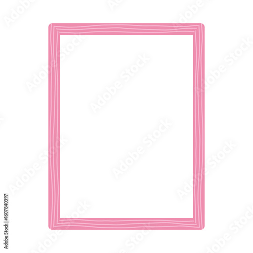 Pink vertical wooden frame flat design isolated vector illustration