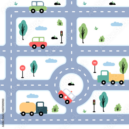Cute Colorful City Map Background