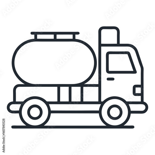 Simple graphic representation of a fuel tanker truck for transportation and logistics