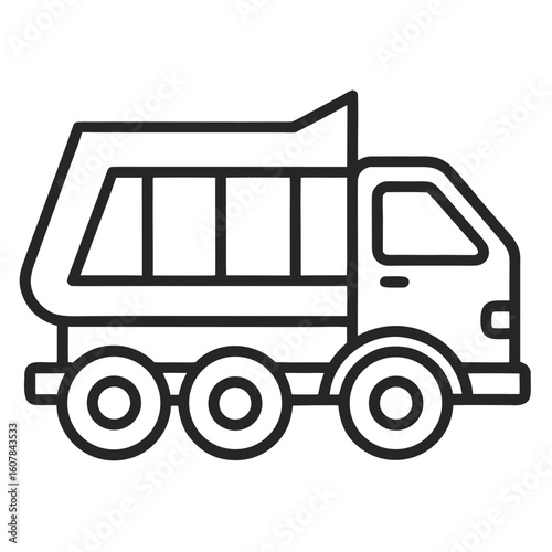 Outline icon of a tipper truck for construction and transport themes