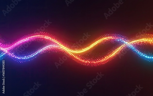 Interwoven Waves of Luminous Particles in a Vibrant Neon Gradient
