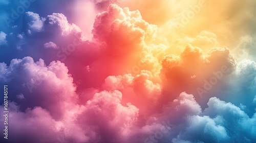 Celestial Dreamscape of Luminous Clouds in a Radiant Sunset Gradient