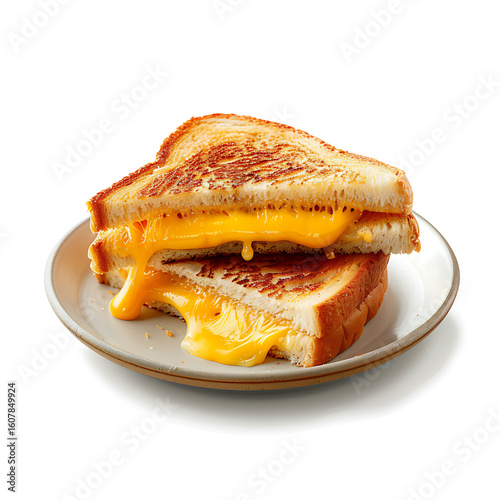 Golden Grilled Cheese Sandwich with Melted Cheese on a Plate