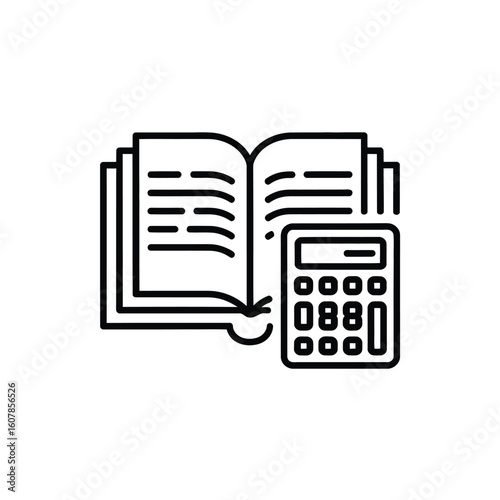 Open book and calculator icon for accounting and education concepts