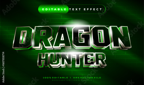 dragon hunter 3d vector text effect with modern style design