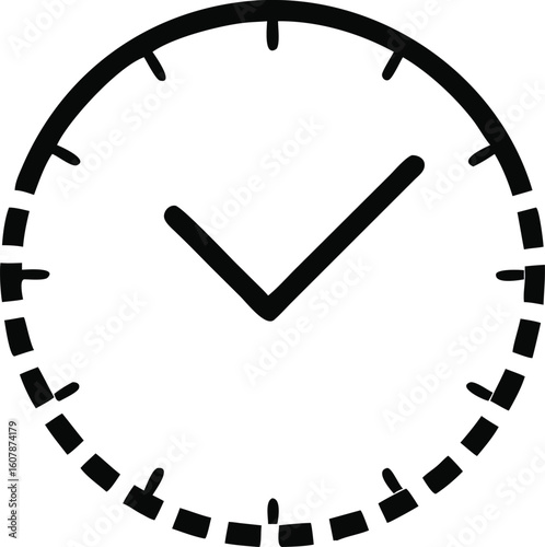 A check mark icon within a clock face symbolizes completed tasks or efficient time management