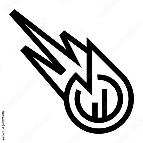 Icono de meteorito. Cuerpo celeste viajando a gran velocidad. Colisiones espaciales. Ilustración vectorial 