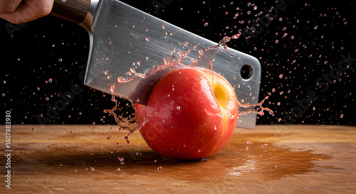 Fresh Peach Being Sliced with Juicy Splash