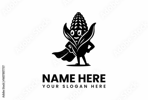 A Corn Superhero with a Cape and Confident Stance Ready for Action.