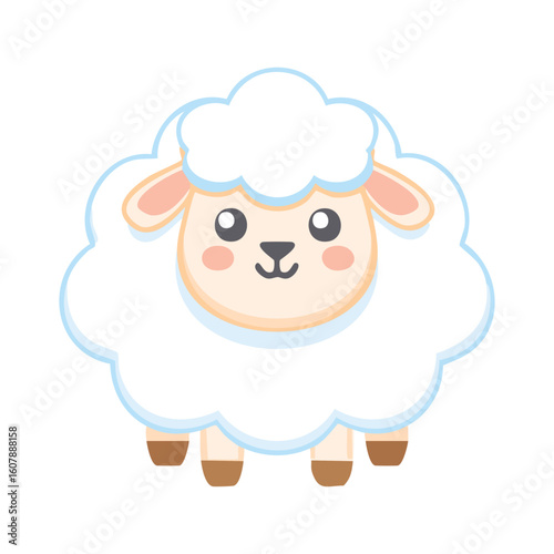 An adorable cartoon sheep, radiating cuteness and charm. This endearing illustration is sure to bring a smile to any viewer.