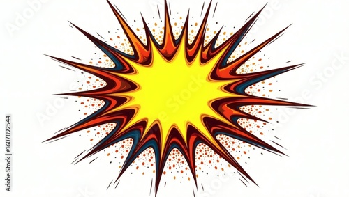 a comic book style explosion illustration with vibrant colors and dynamic energy