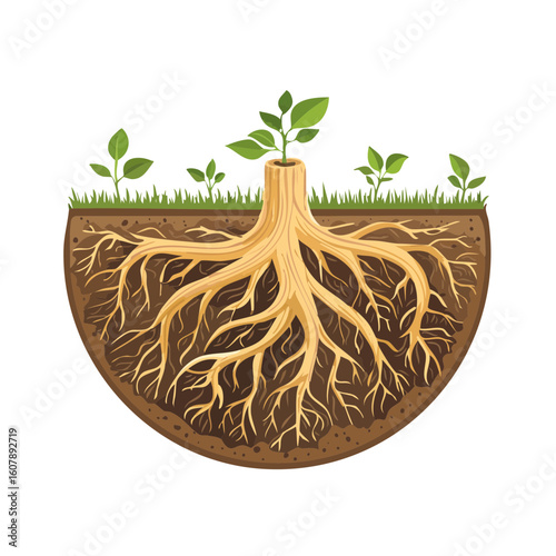 Tree with Roots Isolated on...