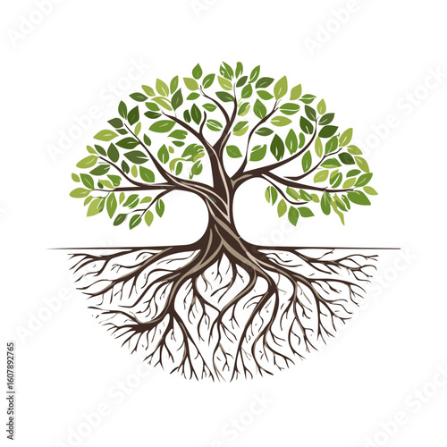 Tree with Roots Isolated on a Transparent Background 