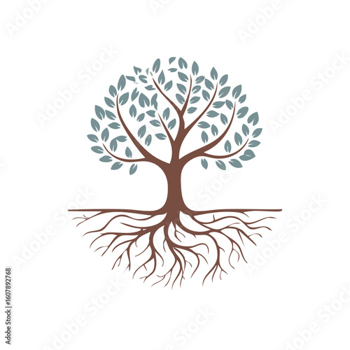 Tree with Roots Isolated on...