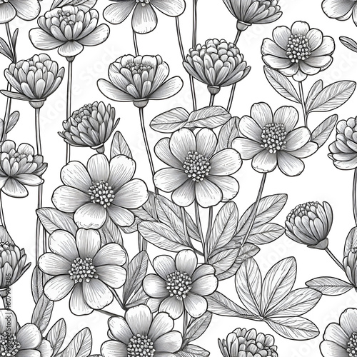 Orpine Flower Line Art Illustration