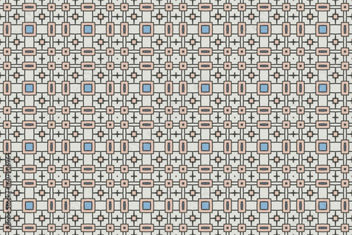 Seamless Fashion Digital Textile Art Cloth Template Tile Decoration Design Shape Luxury Interior Geometric Fabric Texture Wallpaper Endless Visual Background Perspective Graphic Symmetric Pattern.