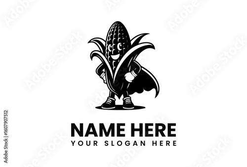 Playful Corn Mascot with Cape and Sneakers Ready for Action.