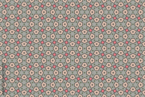 Seamless Fashion Digital Textile Art Cloth Template Tile Decoration Design Shape Luxury Interior Geometric Fabric Texture Wallpaper Endless Visual Background Perspective Graphic Symmetric Pattern.