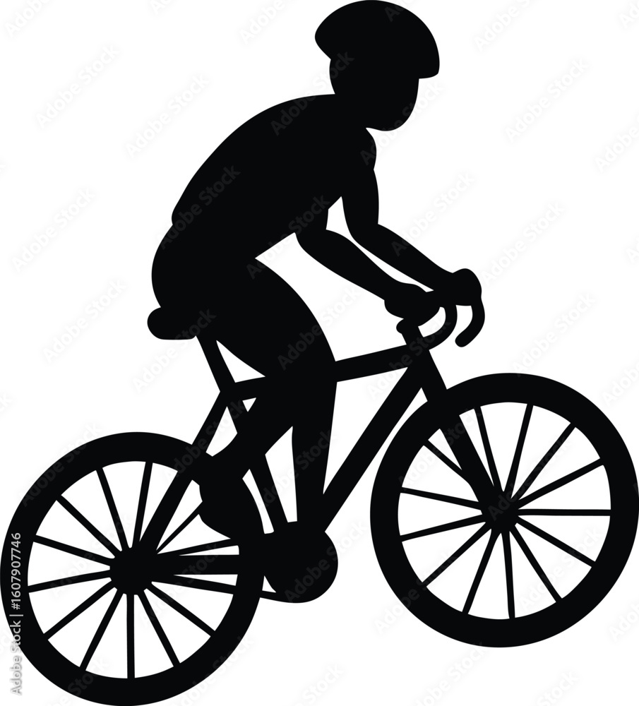 Fototapeta premium silhouette of a man riding a bicycle