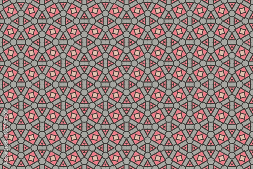 Seamless Fashion Digital Textile Art Cloth Template Tile Decoration Design Shape Luxury Interior Geometric Fabric Texture Wallpaper Endless Visual Background Perspective Graphic Symmetric Pattern.