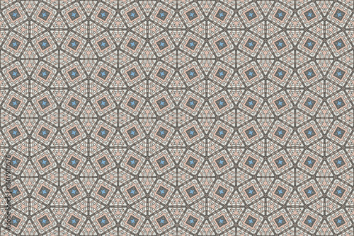 Seamless Fashion Digital Textile Art Cloth Template Tile Decoration Design Shape Luxury Interior Geometric Fabric Texture Wallpaper Endless Visual Background Perspective Graphic Symmetric Pattern.