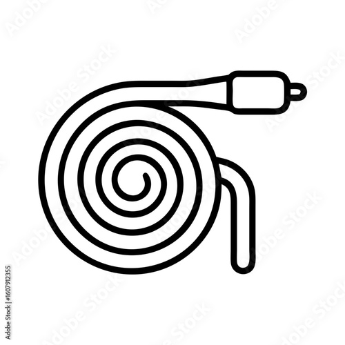 Find coiled garden hose vector illustration for irrigation watering and gardening projects design needs