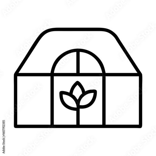 Icon of a greenhouse for growing plants, gardening and sustainable agriculture practices in farming