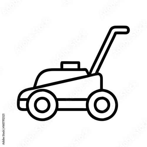 Lawn mower outline icon vector illustration for gardening and landscaping equipment design needs