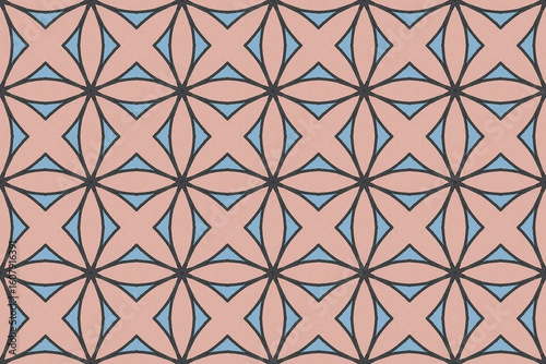 Seamless Fashion Digital Textile Art Cloth Template Tile Decoration Design Shape Luxury Interior Geometric Fabric Texture Wallpaper Endless Visual Background Perspective Graphic Symmetric Pattern.